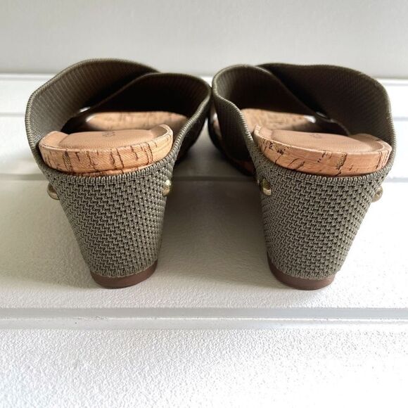 41 Hawthorn Women's Green Stretch Knit Mule Cork Wedge Joyce Sandals Size 6 - Picture 7 of 10